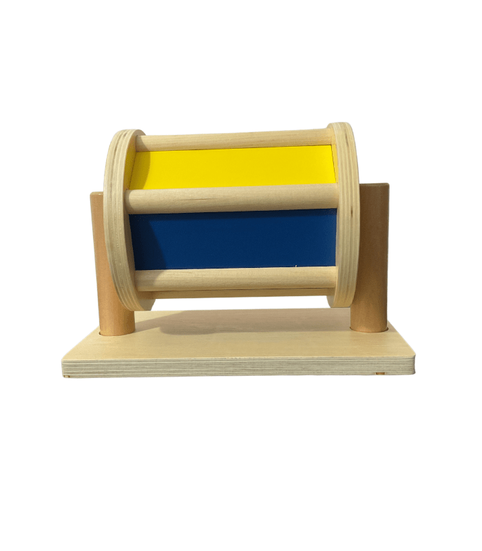 Fully Wooden Rainbow Spinning Drum with Bells inside