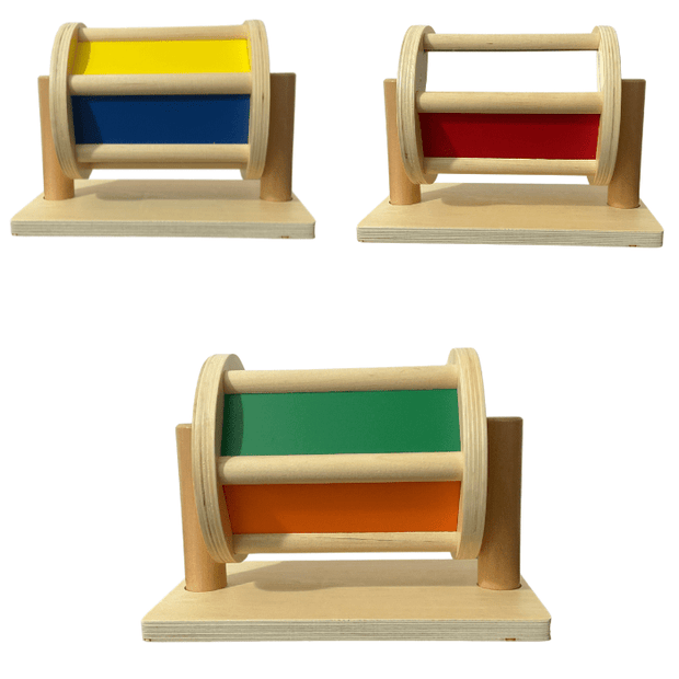 Fully Wooden Rainbow Spinning Drum with Bells inside