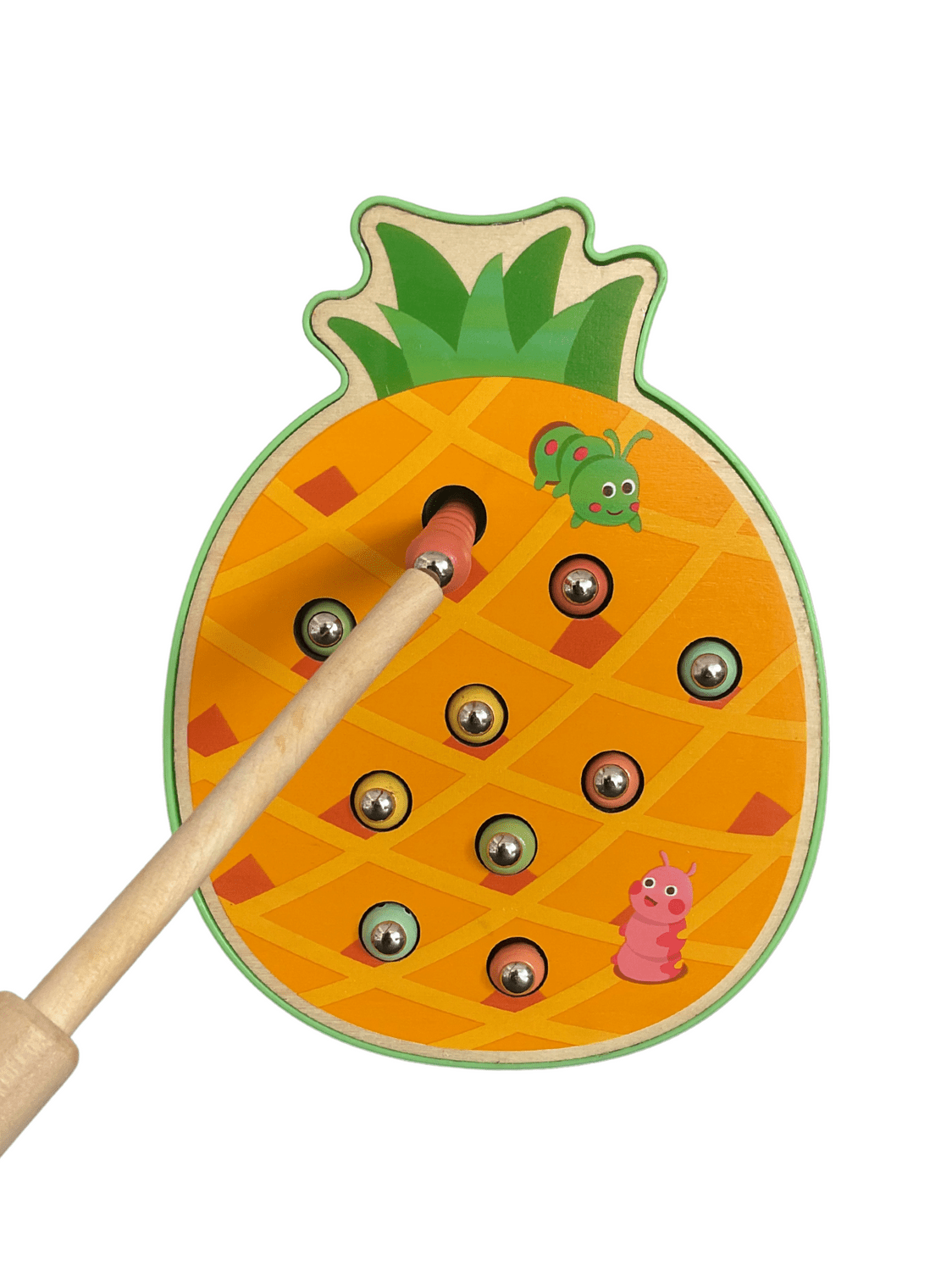 Wooden Magnetic Insect Fishing Game Pineapple
