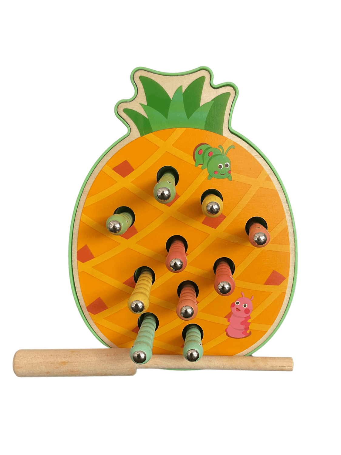 Wooden Magnetic Insect Fishing Game Pineapple