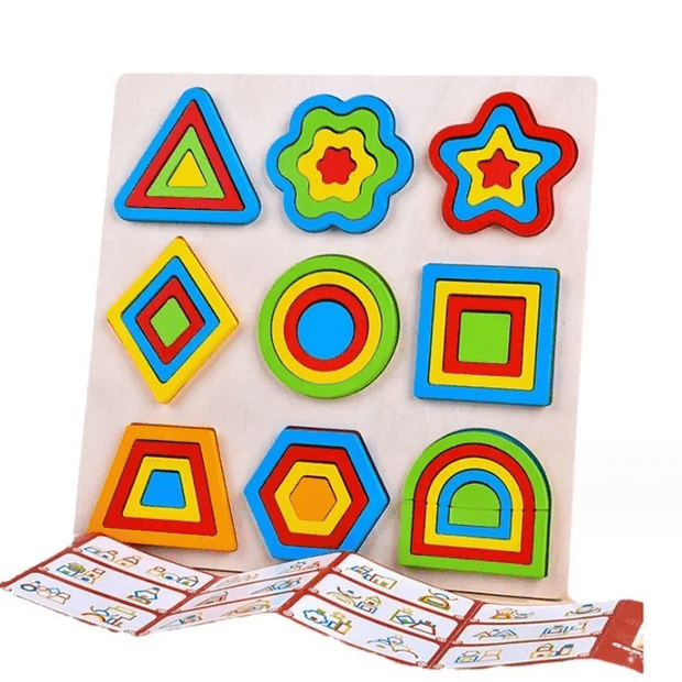 Wooden 9 in 1 Shape Sorter and Puzzle tile Big