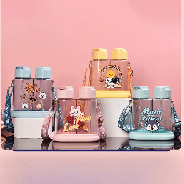 Two in one Twin Bottle -2 Sippers in 1 Bottle