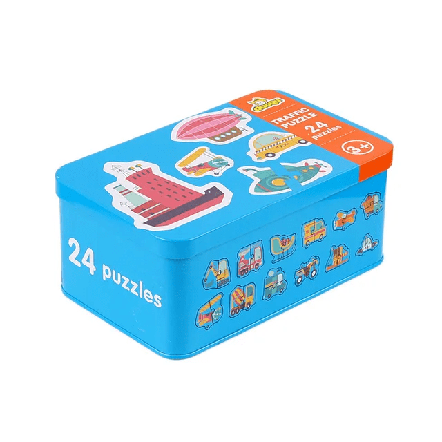24 piece Wooden Jigsaw Puzzle - Tin Box