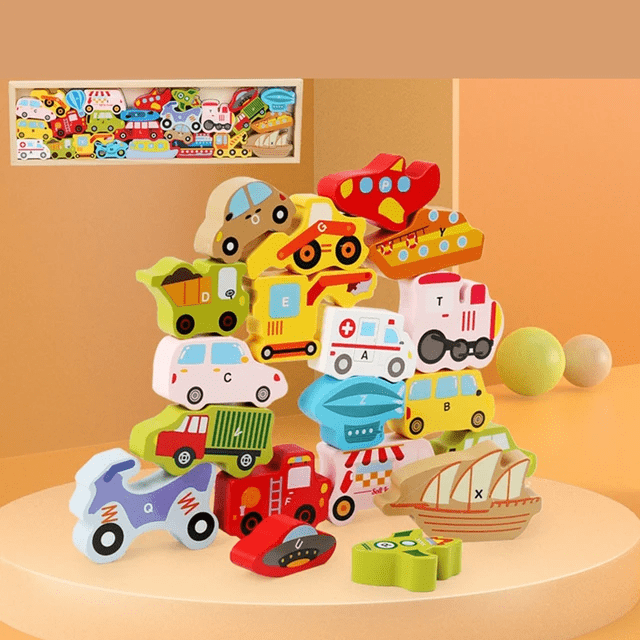 Wooden Vehicles / Farm with A-Z in a tray Puzzle