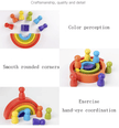 6 Pcs Rainbow Stacking with Doll - Wooden
