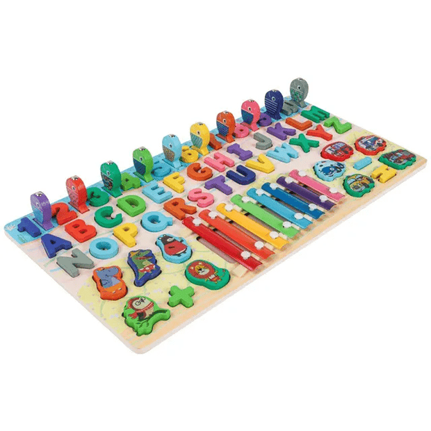 Alphanumeric Play the Piano Wooden Log Board