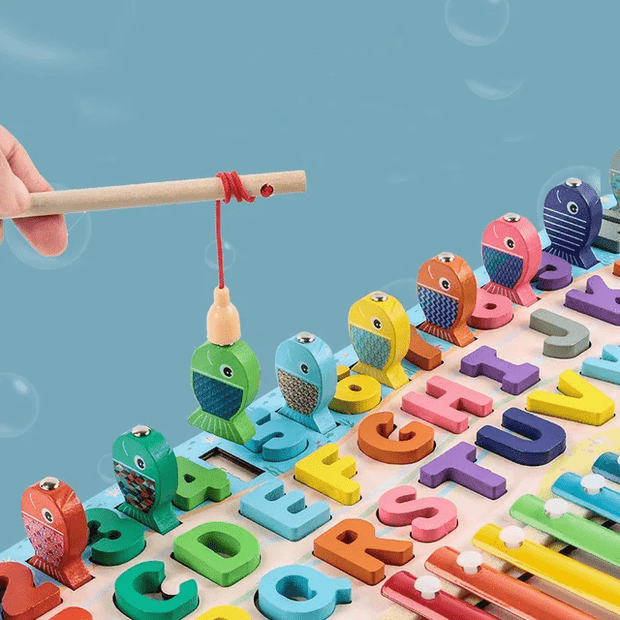 Alphanumeric Play the Piano Wooden Log Board
