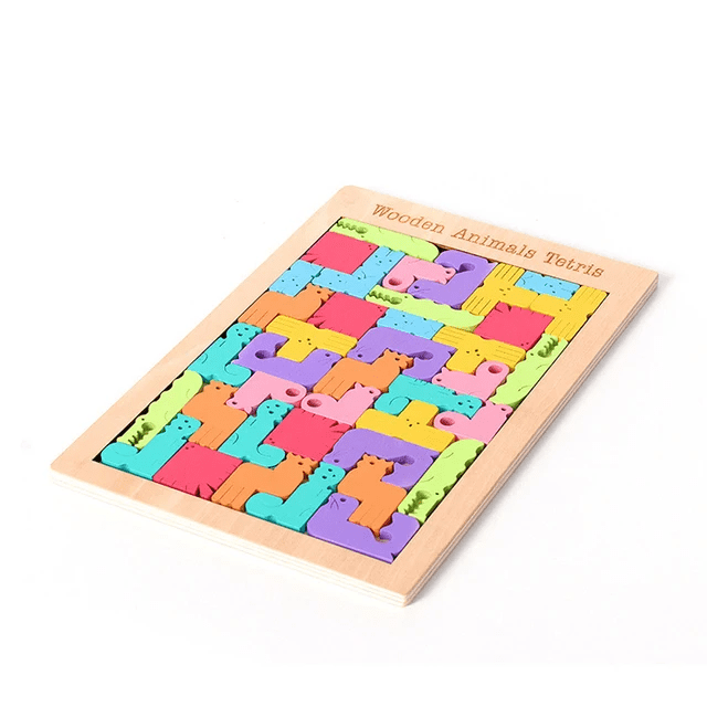 Wooden Animal Tetris Puzzle