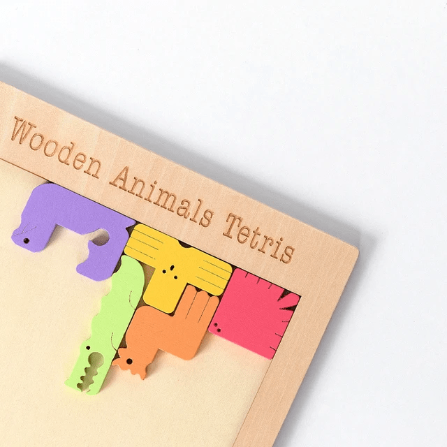 Wooden Animal Tetris Puzzle