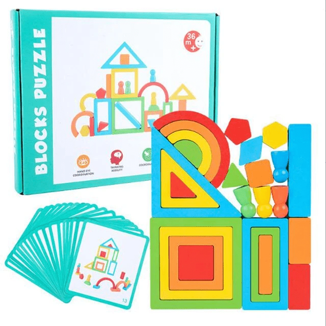 Blocks Puzzle - Wooden Balancing and Pattern Matching Puzzle