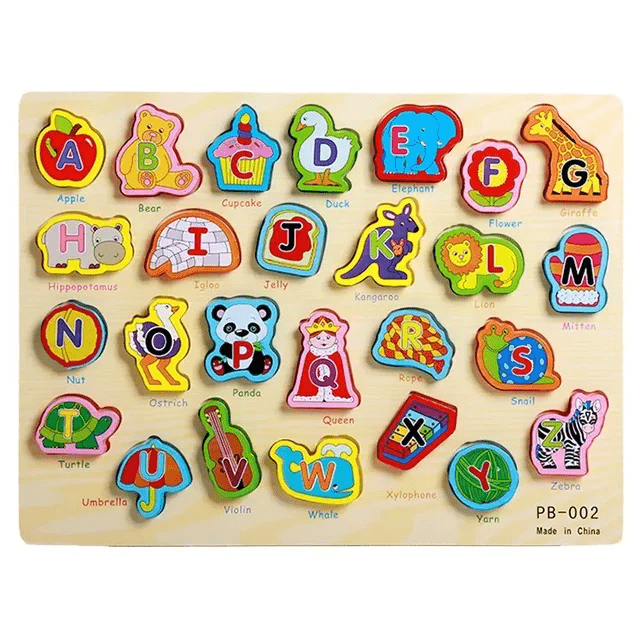 Alphabet Board with Item name Large - Wooden Tile