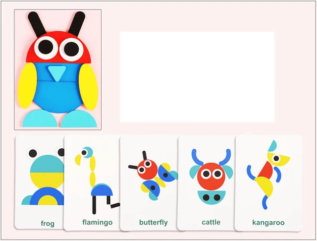 Wooden Shapes Puzzle Tin box