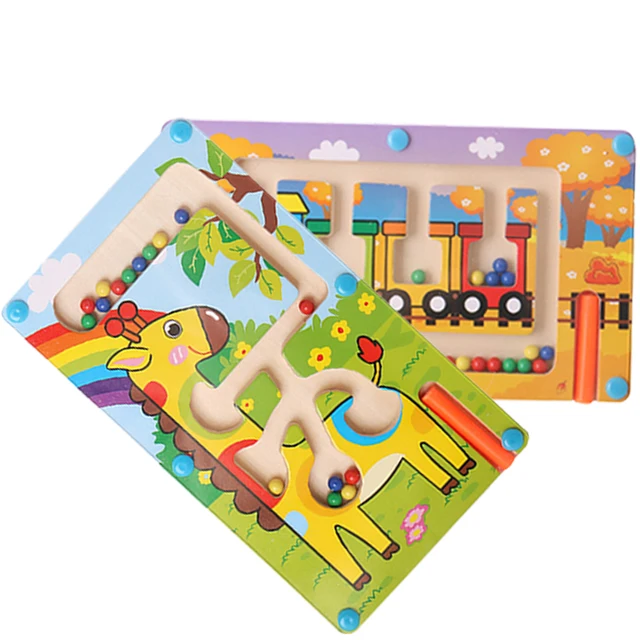 Wooden Animal Labyrinth Maze with Magnetic Stick - Montessori Learning Toy