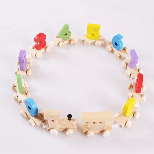 Hooked Wooden Train With Numbers - Small