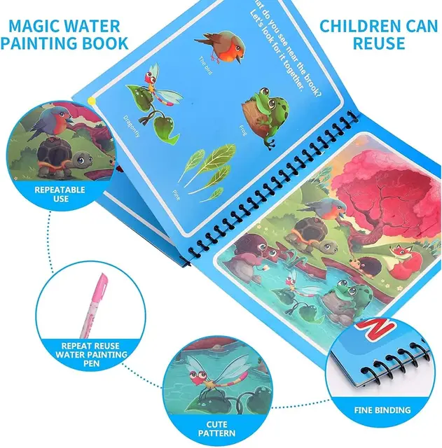 Magic Water Reveal Book – Reusable Mess-Free Painting