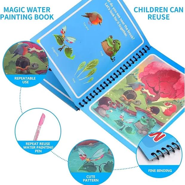 Magic Water Reveal Book – Reusable Mess-Free Painting
