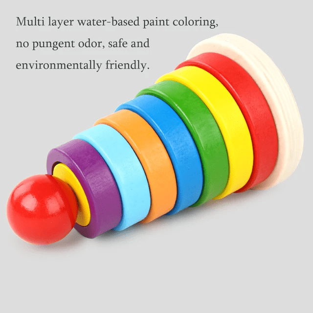 Dual Rainbow Tower with Multi Shape Sorter - Wooden