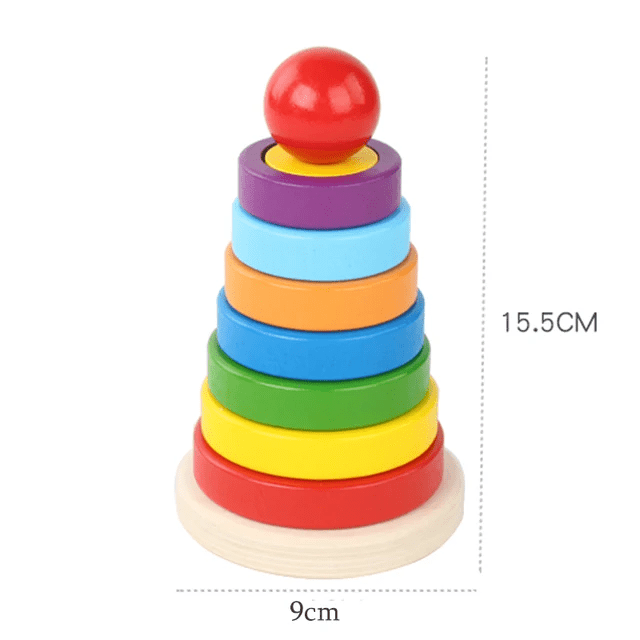 Dual Rainbow Tower with Multi Shape Sorter - Wooden