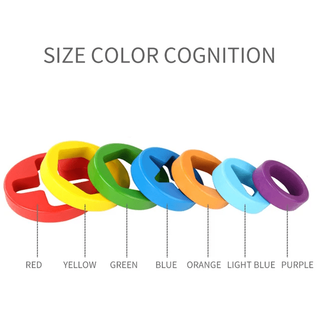 Dual Rainbow Tower with Multi Shape Sorter - Wooden