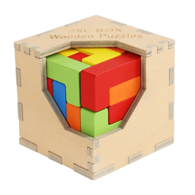 25P Box Puzzle Wooden Blocks Cube