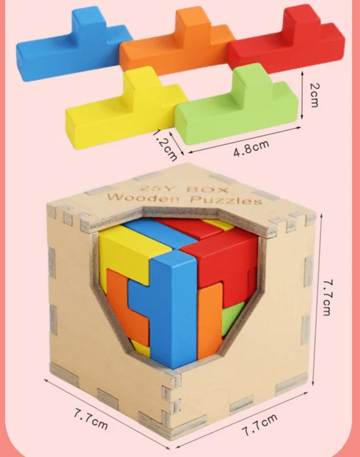 25P Box Puzzle Wooden Blocks Cube