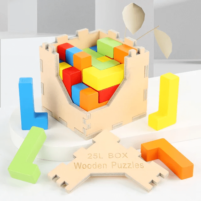 25P Box Puzzle Wooden Blocks Cube