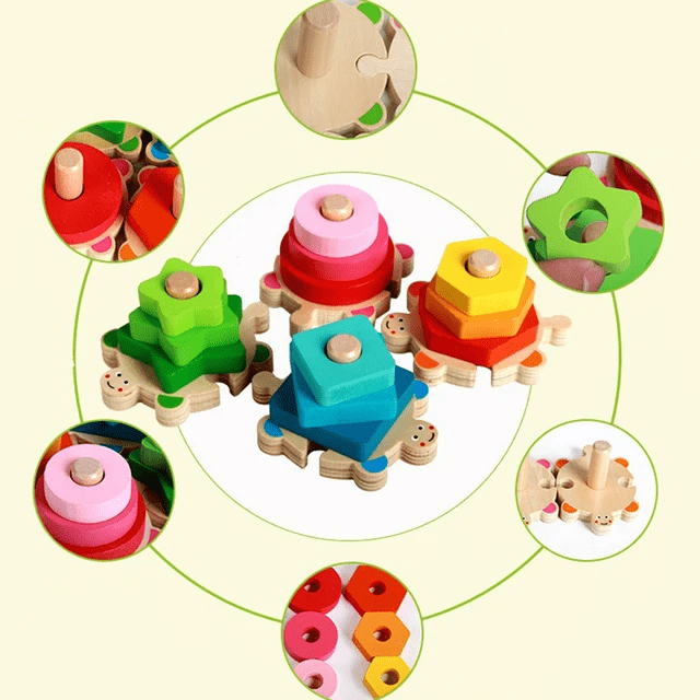 Colourful Wisdom Shape Column Sorter - Wooden