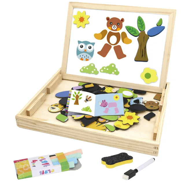 2 in 1 Cartoon Magnetic Puzzle Wooden Board