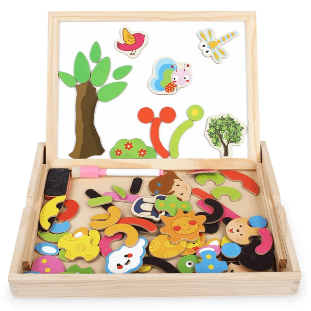 2 in 1 Cartoon Magnetic Puzzle Wooden Board