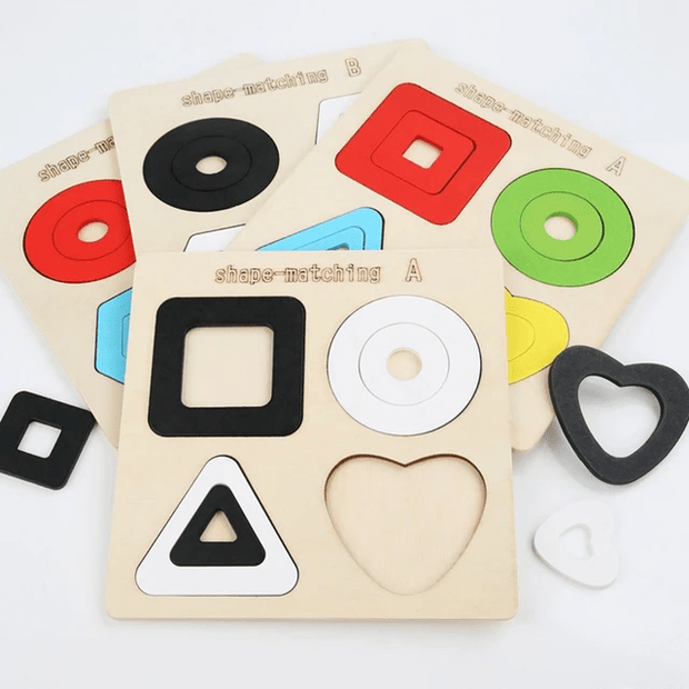Shape Matching A & B 4 variant - Wooden - Single Piece