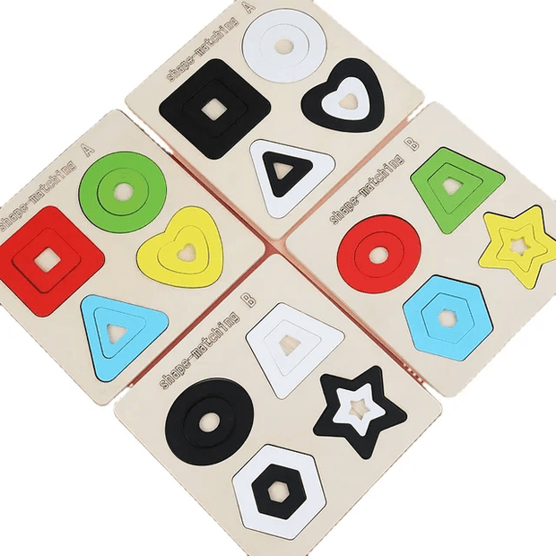 Shape Matching A & B 4 variant - Wooden - Single Piece