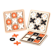 Premium wooden Tic Tac Toe XO board game set with chunky X and O pieces in natural wood finish for kids and families aged 3 and above