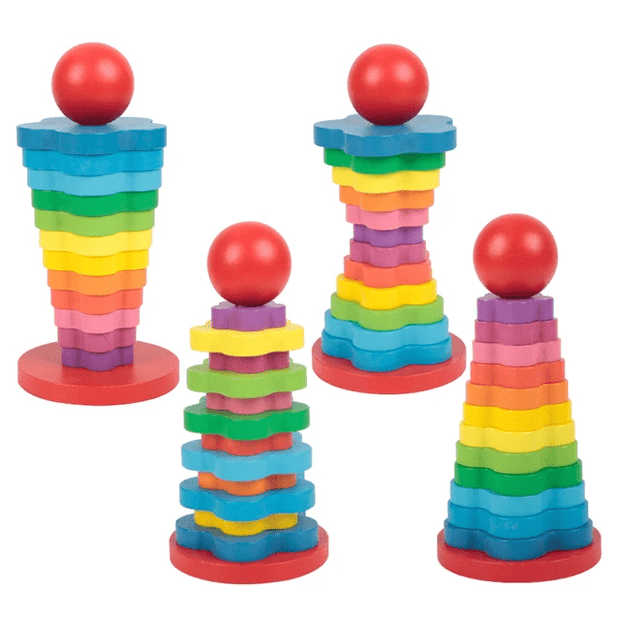 Rainbow Tower Flowers - Wooden