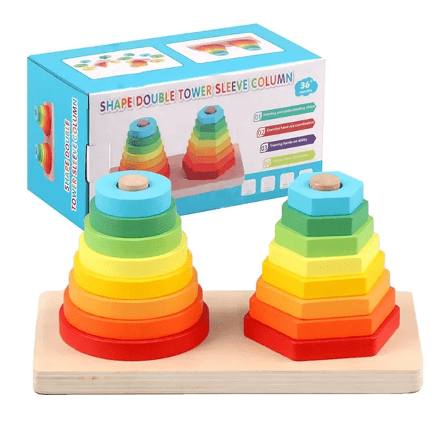 Double Tower Wooden Shape Sorter