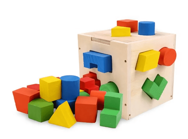 Fifteen Hole Shape Sorter Intelligence Box - Wooden