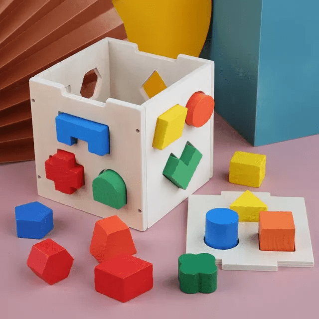 Fifteen Hole Shape Sorter Intelligence Box - Wooden