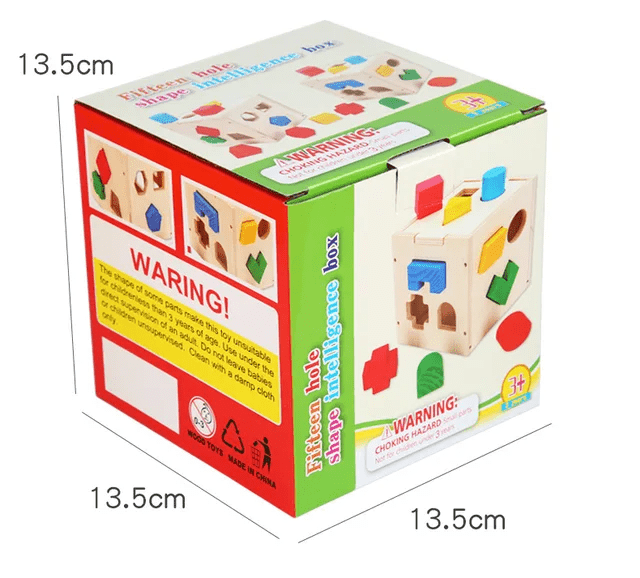 Fifteen Hole Shape Sorter Intelligence Box - Wooden