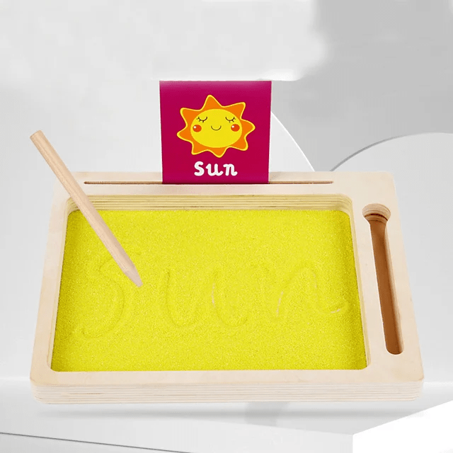 Wooden Wordpad Sand Writing Tray with Letter Cards