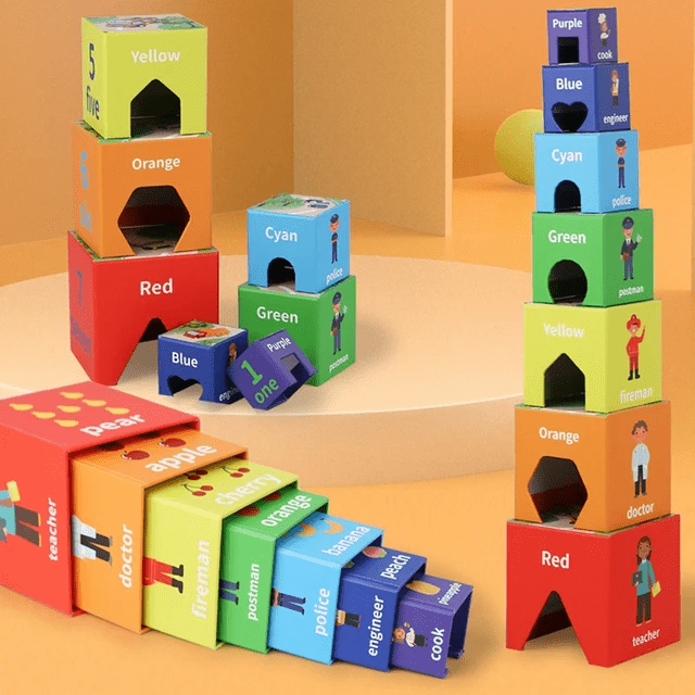 Wooden Master of Architecture Stacking 2 Sided Theme blocks