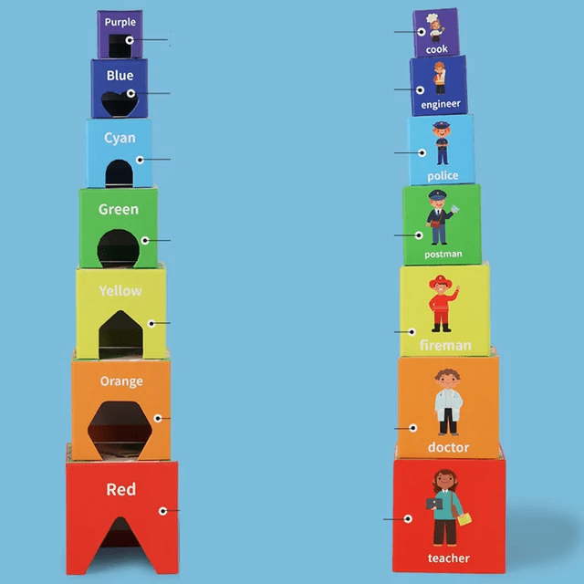 Wooden Master of Architecture Stacking 2 Sided Theme blocks