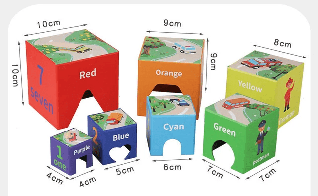 Wooden Master of Architecture Stacking 2 Sided Theme blocks