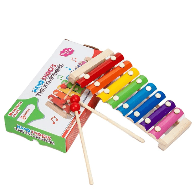 Wooden 8 Note Hand Knocks the Xylophone