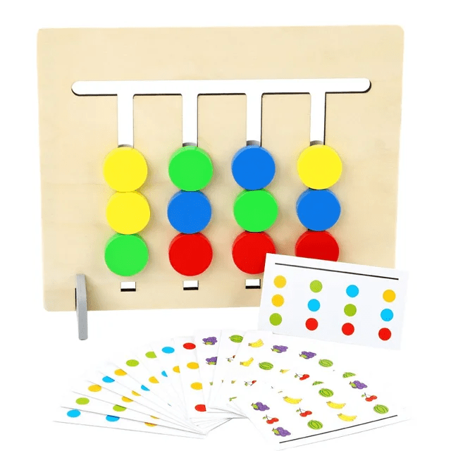 2 Side Four Colour Logical Puzzle Game - Wooden