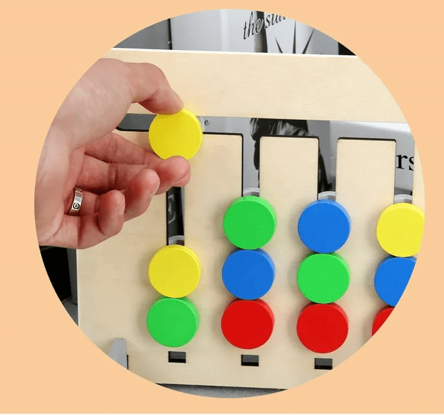 2 Side Four Colour Logical Puzzle Game - Wooden