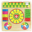 Wooden all-in-one calendar learning board with clock face date strip months days seasons and weather spinner for kids aged 3 and above