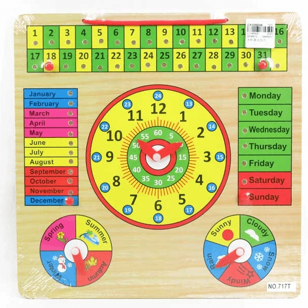 Classic Calendar Clock Wooden Board