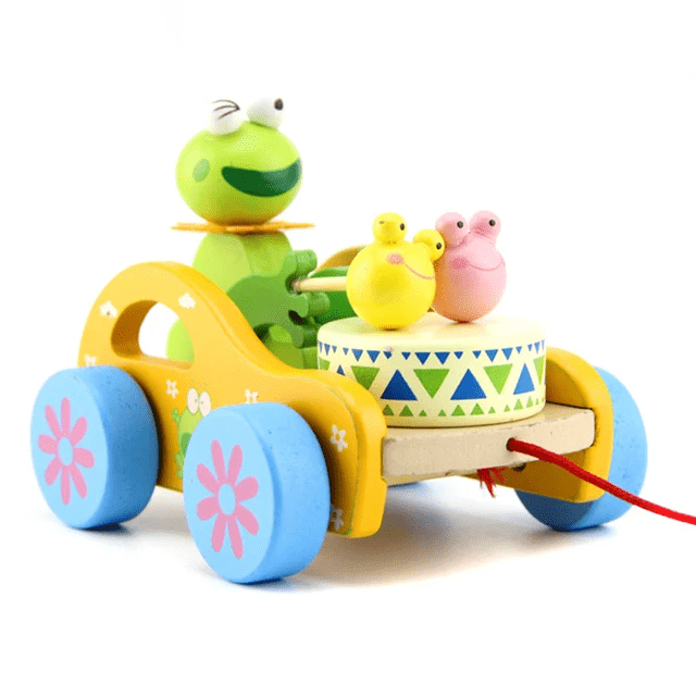 Wooden Pull along toy with Drums