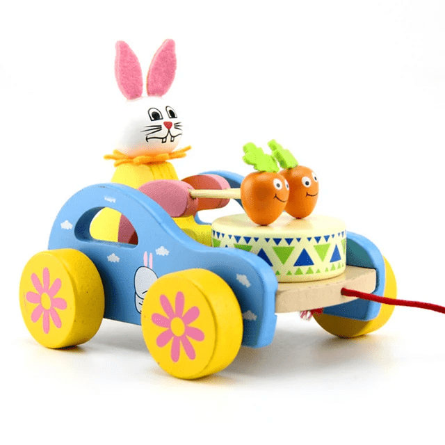 Wooden Pull along toy with Drums