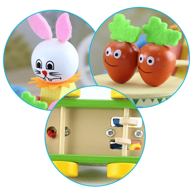 Wooden Pull along toy with Drums