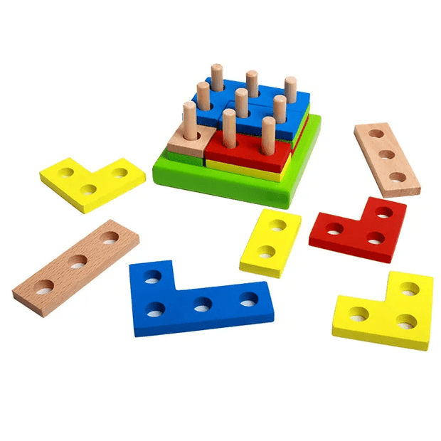 Wooden Intelligence Geometry Assembly Blocks